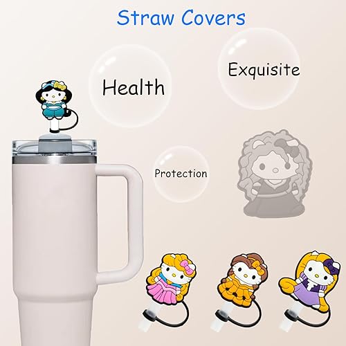 Miniatura 2 de 6 fundas de popote de silicona, reutilizables para pajilla, efecto luminoso, tapa de paja para paja Stanley de 0.394 in (26)