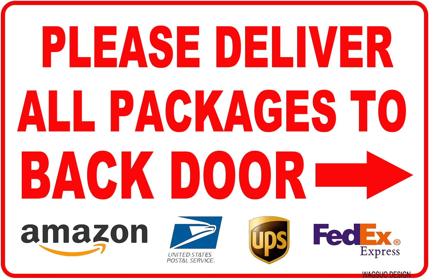 WAGSUO Tin Metal Sign 12x16in Please Deliver All Packages To Back Door Aluminum Composite Outdoor Home Delivery Custom Signs For Yard Home