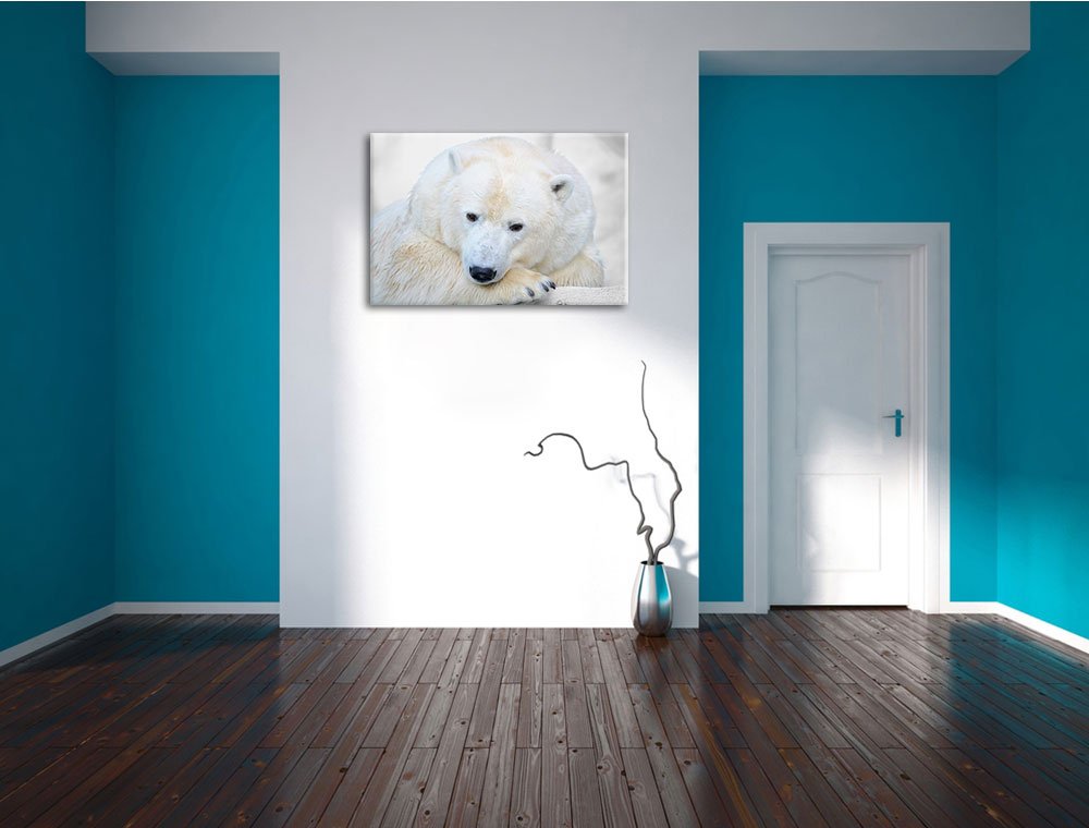 câlin ours polaire noir / blanc Taille: 120x80 sur toile, énorme XXL Photos complètement encadrée avec civière, art impression sur murale avec cadre, moins cher que la peinture ou la peinture à l'huile, aucune affiche ou un poster