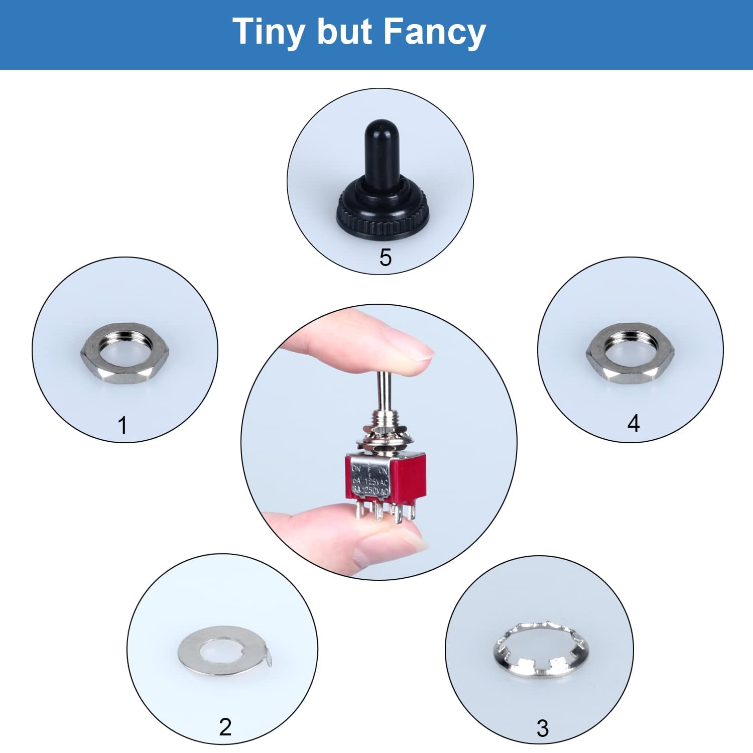 5 Pezzi Interruttori A Levetta 3 Posizioni ON - OFF - ON SPDT - Foto 10