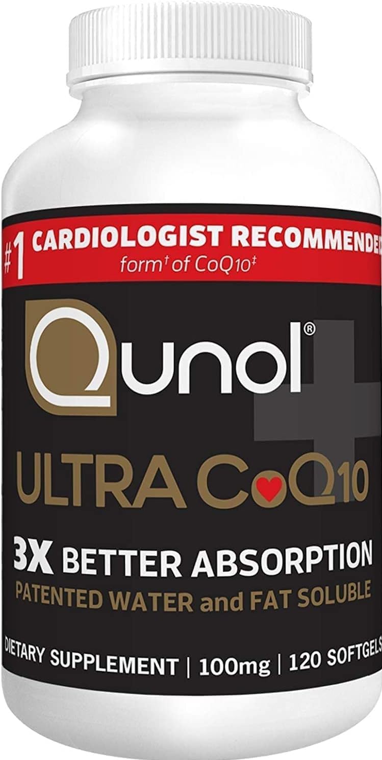 Qunol Ultra CoQ10 100mg, 3x Better Absorption, Patented Water and Fat Soluble Natural Supplement Form of Coenzyme Q10, Antioxidant for Heart Health, 120 Count Softgels With 2 Turmeric Powder Packets