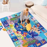 AKUNRUG Baby Play Mat for Floor, Kids Rug Playmat Baby Crawling Mat Educational Tummy Time Mat Soft ABC Play Carpet for Toddlers Infants Kids Rug for Playroom Classroom (150X100 CM, Style 3)