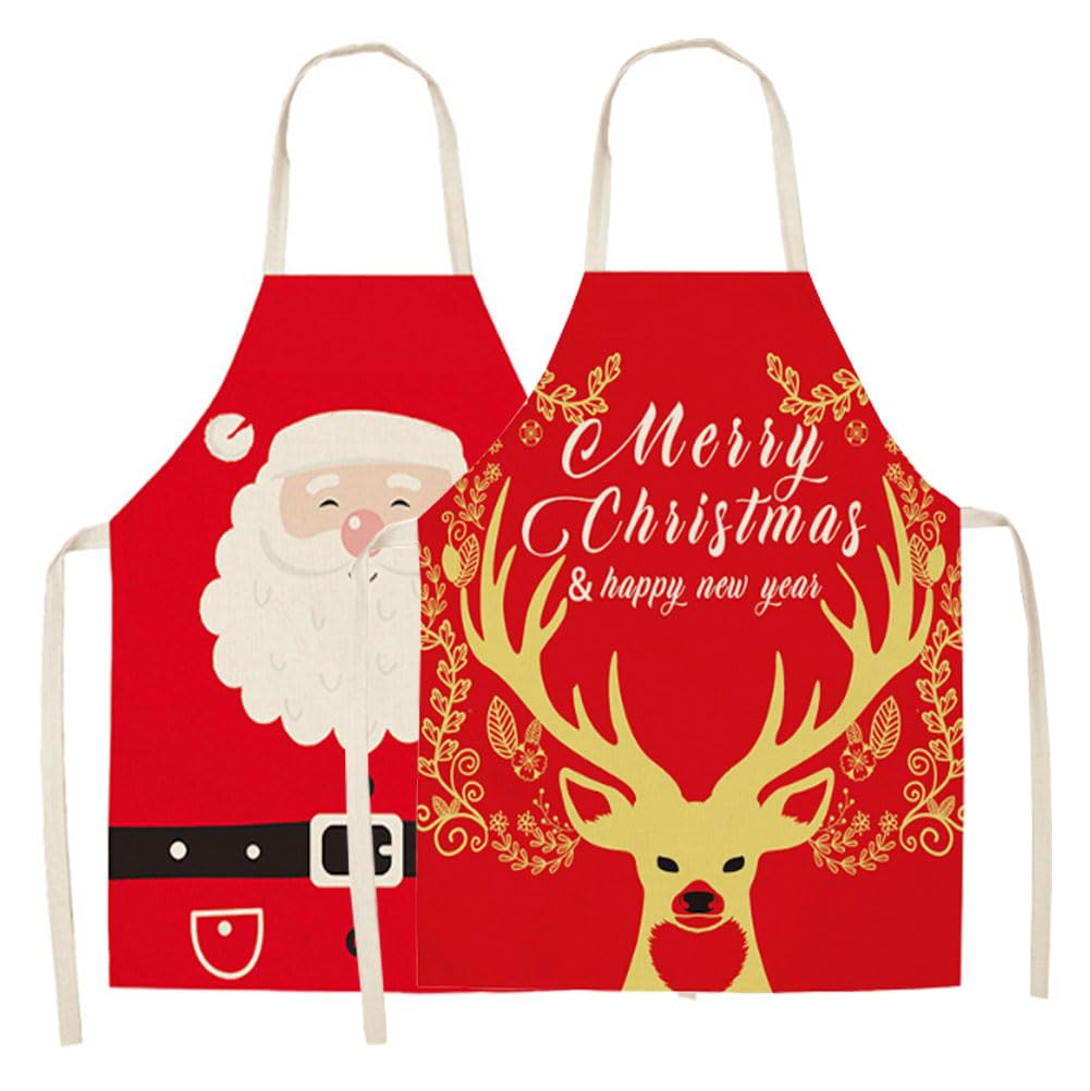 AstarFavor Delantal de Navidad para hombres y mujeres, delantal de cocina, delantal de cocina, delantal con peto, para cocina, barbacoa, hornear, 2 unidades