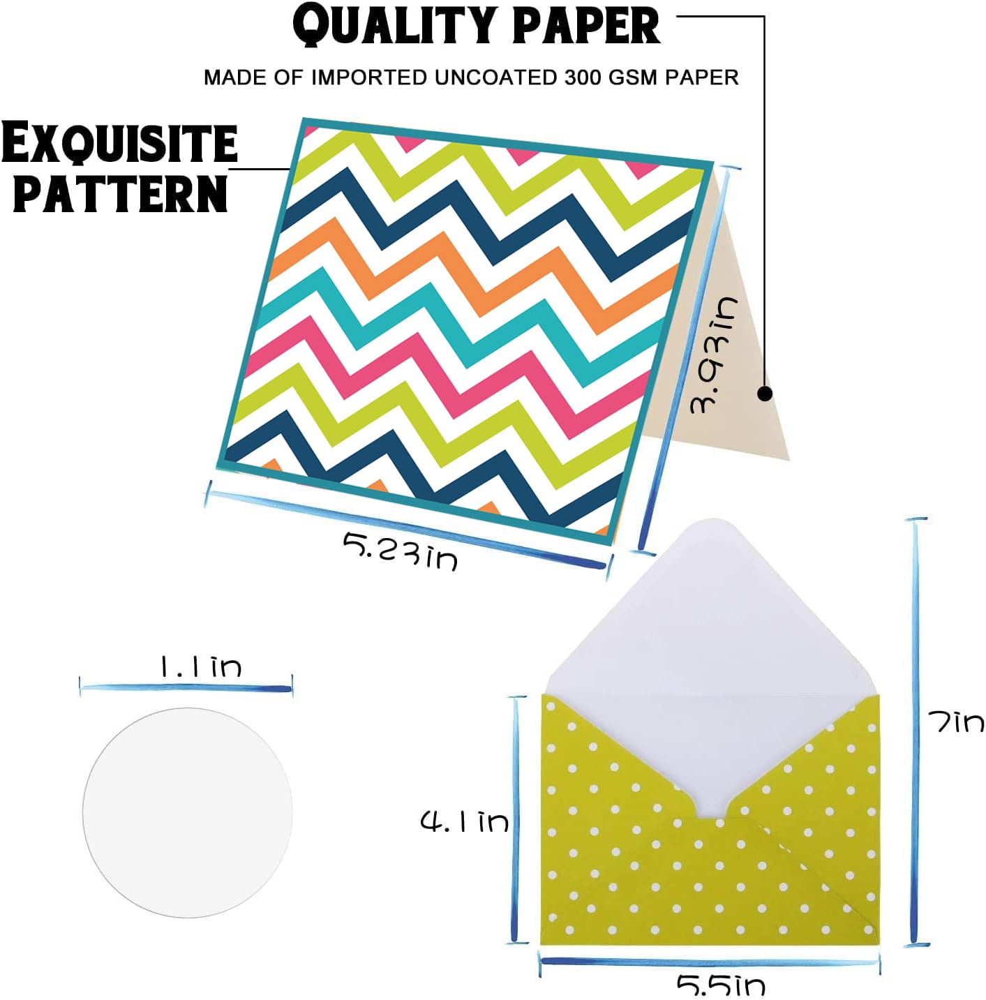 120 Blank Cards, Blank Note Cards and Colored Envelopes, Thank You Greeting Cards with Envelopes, Stationary Supplies Bulk Birthday Cards Set - Upgrade Design