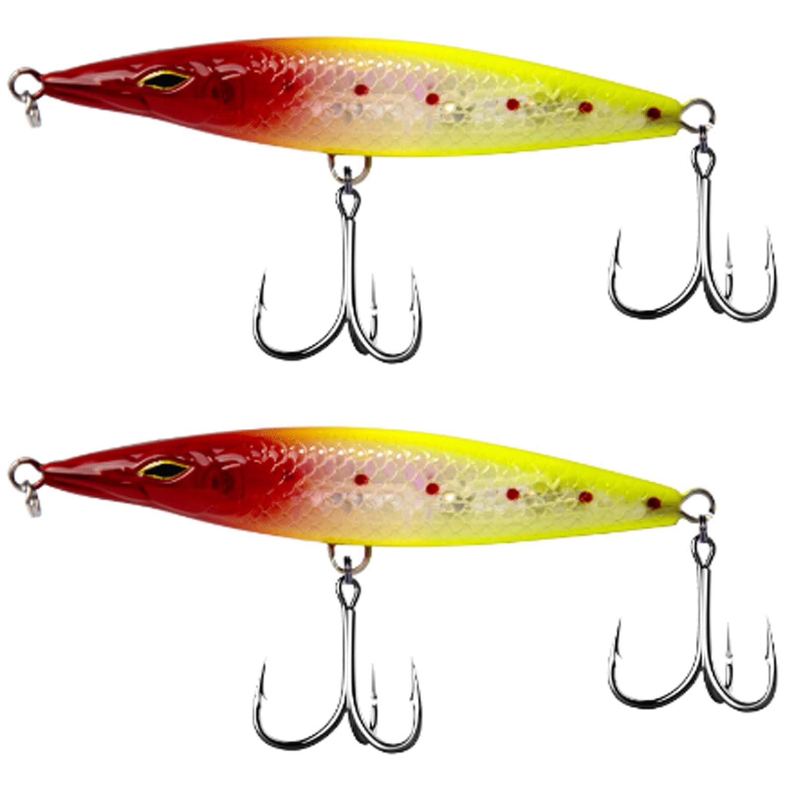Leurre de pêche (Lot de 2) - Appât Flottant en Forme de Crayon (90/110/130 mm) - Idéal pour la pêche en Surface du Bar et de la bonite.