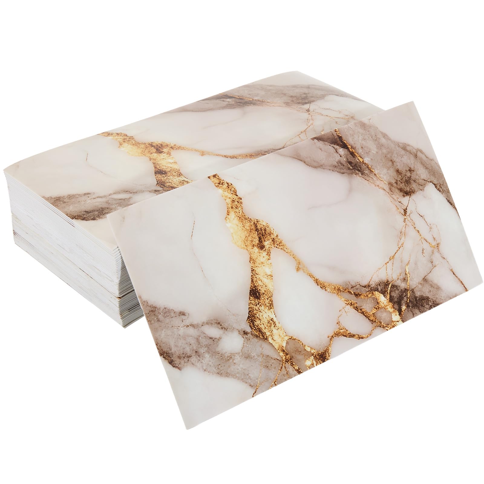 Minifactory 50pcs Marble Self Adhesive Wall Tiles, 30x60cm Peel and Stick Waterproof PVC Wall Tiles, High Gloss Marble Effect Kitchen Bathroom Wall Sticker, Decorative Wall Tiles (Gray Gold)