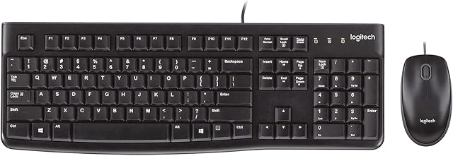 Logitech MK120 Przewodowa Klawiatura i Mysz Combo dla Windows, QWERTY układ UK angielski - Czarny