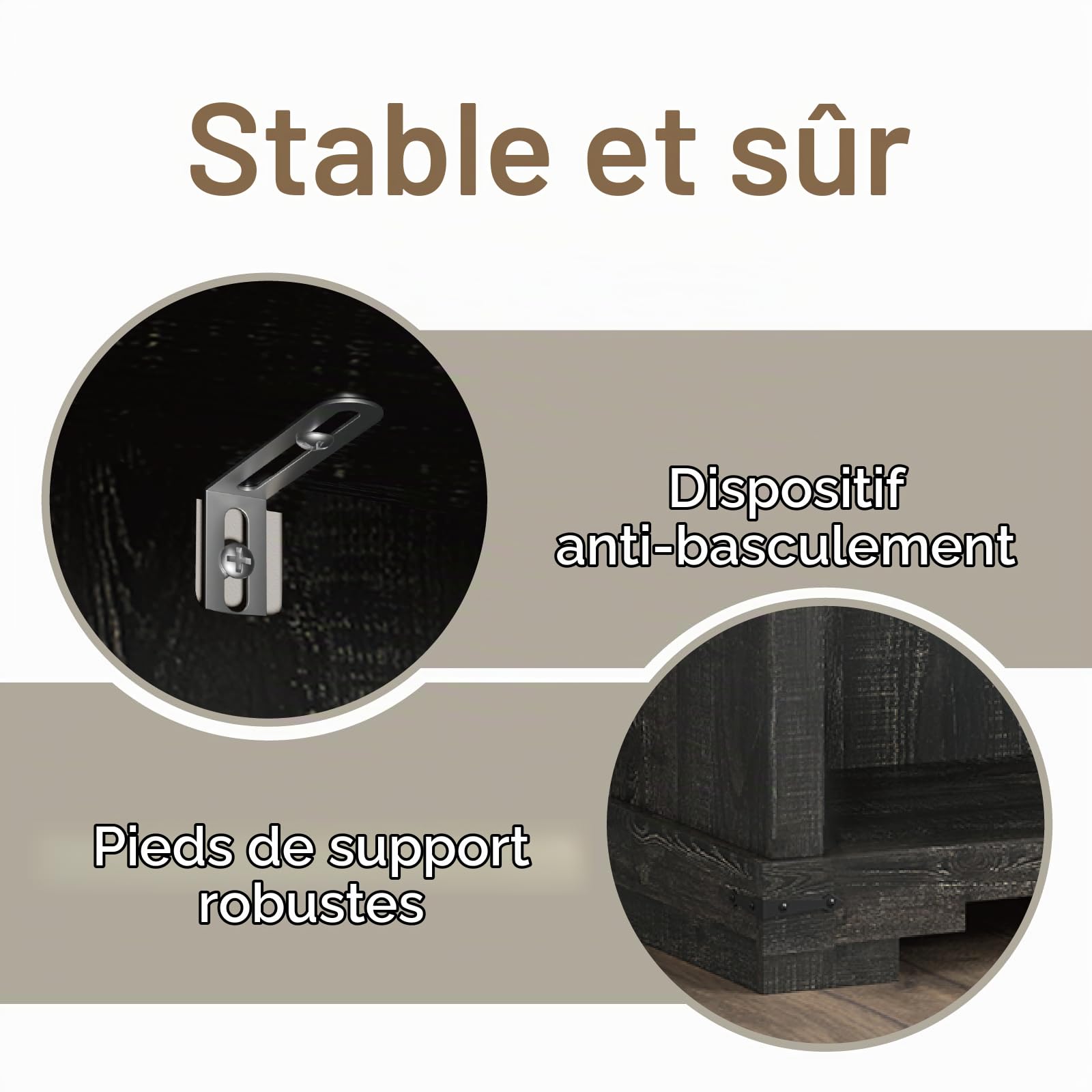 EOSVALO Bibliothèque Étagère Rustique à 3 Niveaux avec Rangement Ouvert, Étagère de Rangement Moderne, Structure Robuste, Grande Capacité, pour Salon, Bureau et Chambre