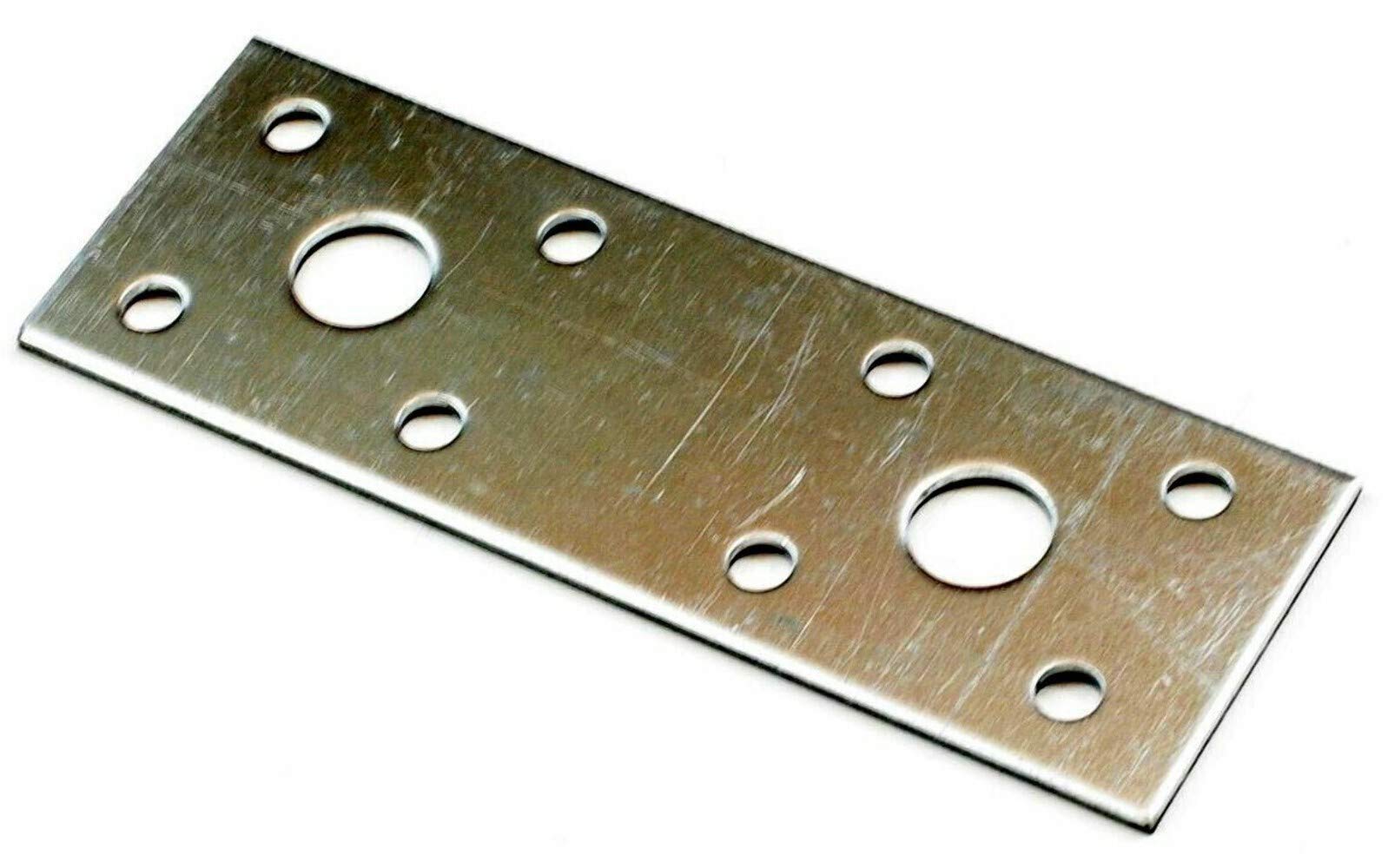 Premium Flat Bracket 2.5mm Galvanised Steel Joining Plate Brackets for Timber Fence, Sleeper & Wood Bracket Applications Pack of: 10 Size: 100mm x 35mm x 2.5mm — image 1