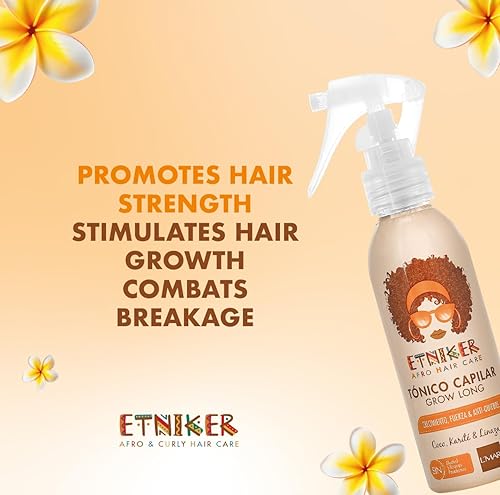 Miniatura 7 de L'MAR - Tónico capilar ETNIKER para cabello afro, rizado y ondulado, fortalece y reduce la rotura, con coco, linaza y manteca de karité, sin