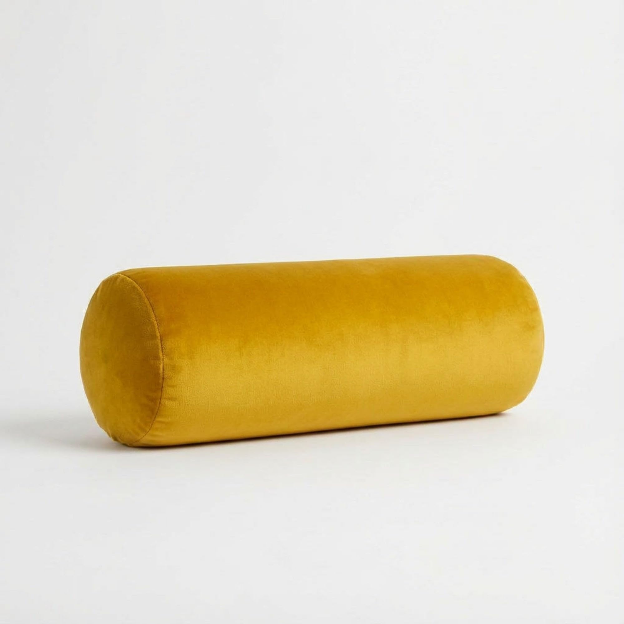 Kosiproducts Round Bolster Cushion Lumbar Support Plush Velvet Pillow Neck Relaxing Soft Virgin Hollow Fibre Filling Roll [60cmx20cm, Lemon]