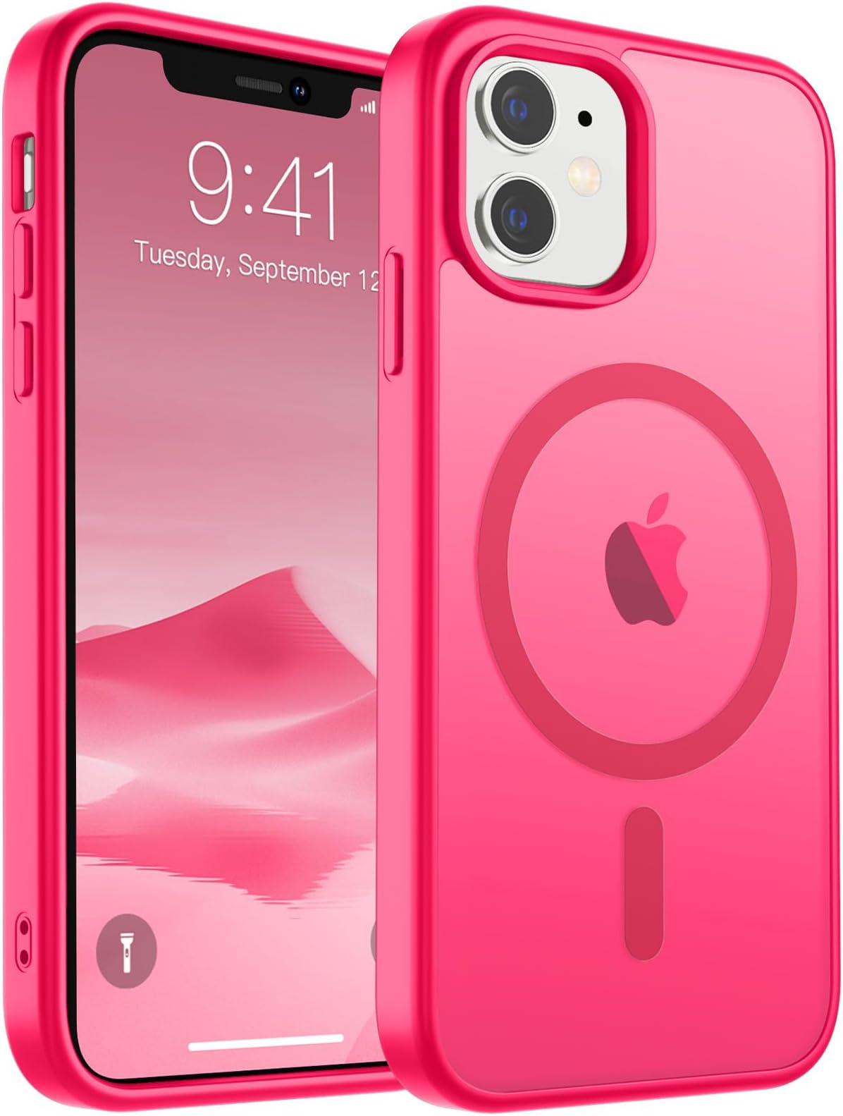 SUPFINE Magnetic for iPhone 11 Case [Compatible with MagSafe] [10 FT Military Grade Drop Protection] Slim Translucent Matte Shockproof with Anti-Fingerprint Phone Case,Hot Pink