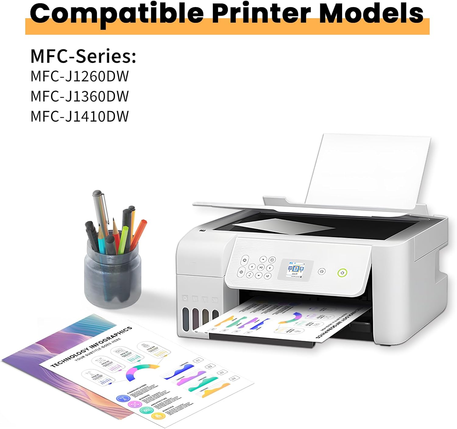 LC501 Ink Cartridges Replacement for Brother LC501 Ink Cartridges LC501BK LC501C LC501M LC501Y Compatible with MFC-J1260DW MFC-J1360DW MFC-J1410DW Printers(4 Pack)