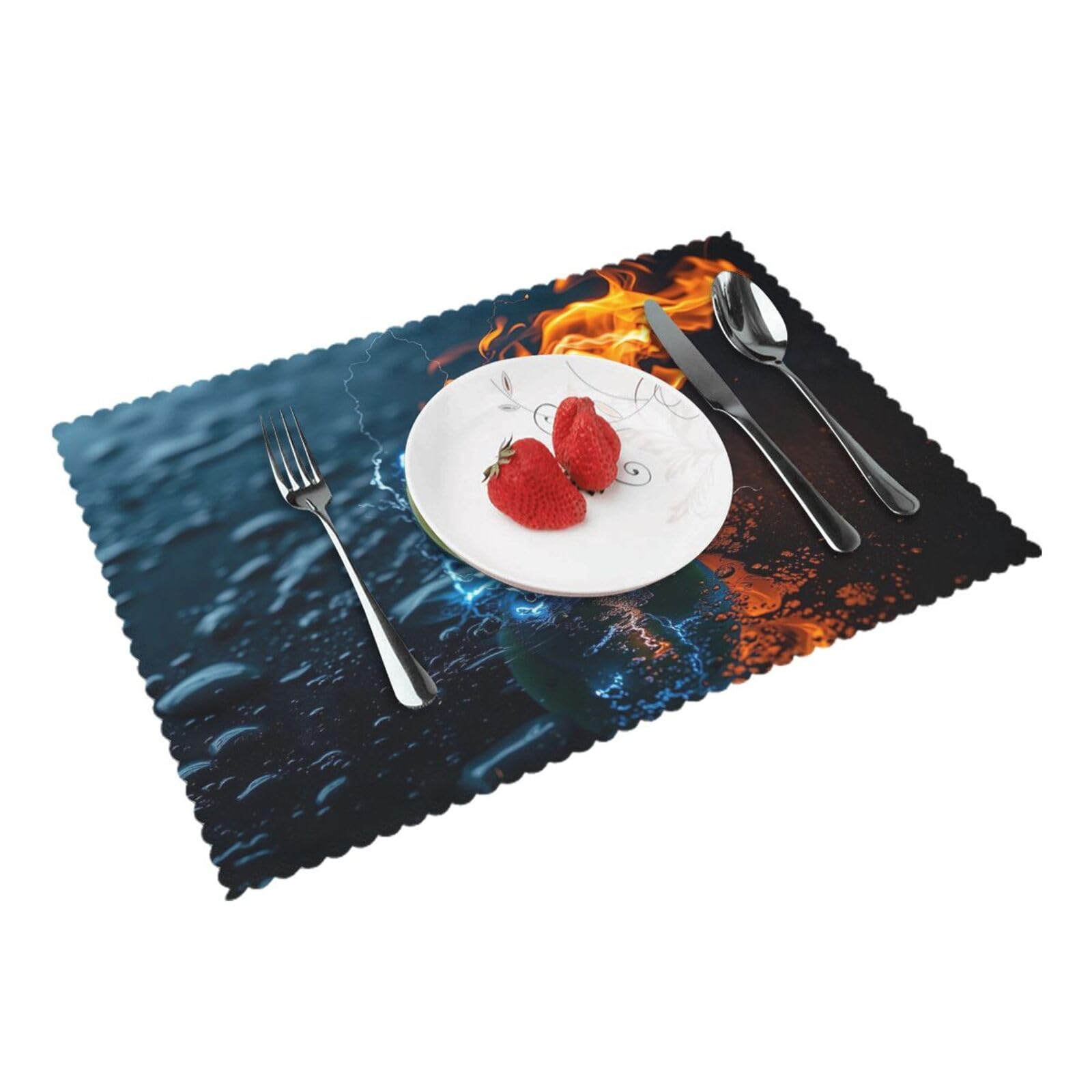 Lightning Fire Tennis Ball Placemats Set of 4 Print Table Mats Place Mats Table Decor for Kitchen Dining 12X18 in
