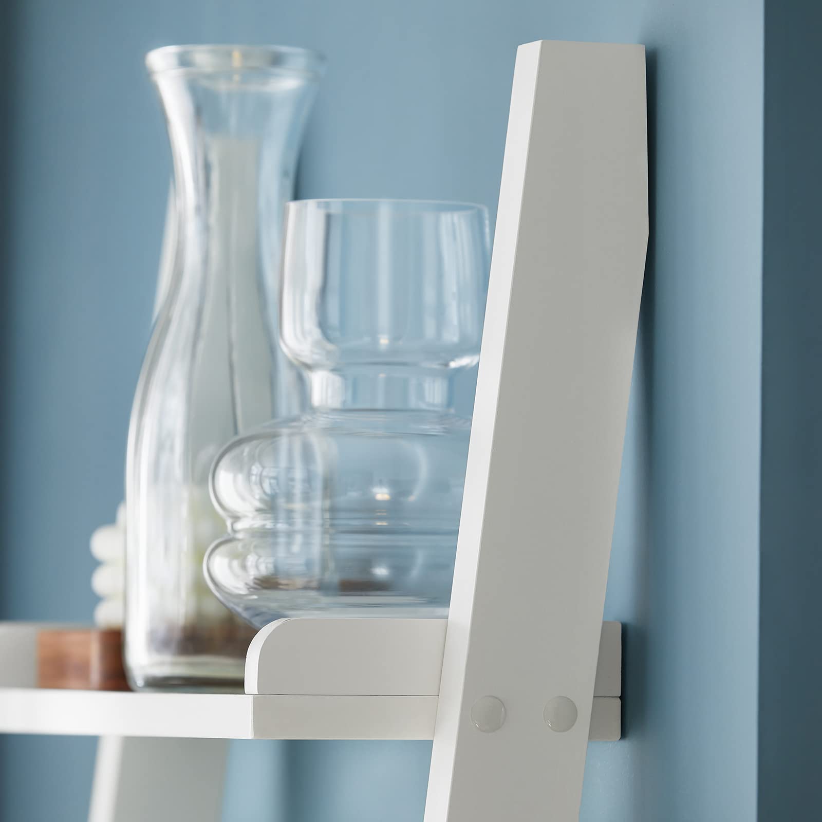 SoBuy Estantería Escalera 5 Estantes Soporta hasta 5kg/Estante 56x32x189cm | librería de pared en MDF blanco, diseño moderno, para salón u oficina FRG17-W