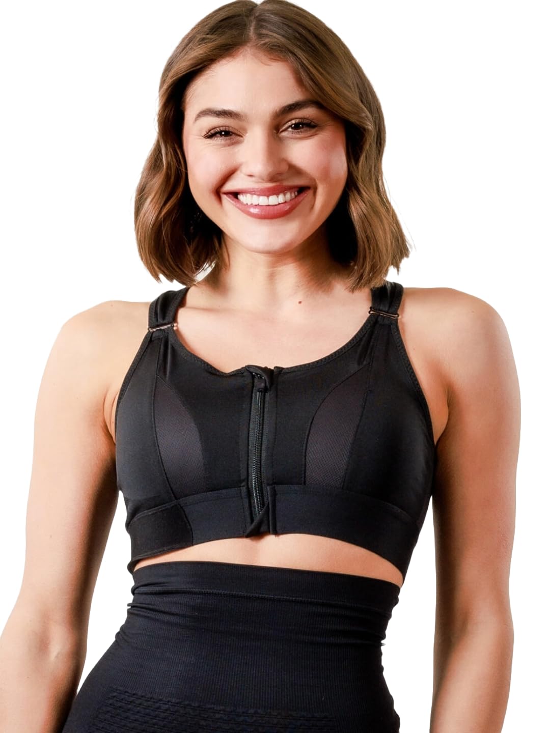 fabluk Women Polyester Spandex High Impact Front Zip Sports Bra Fitness Criss Cross Back Crop Tops Tank Gym Yoga Workout, Size: M-5XL-picture-10
