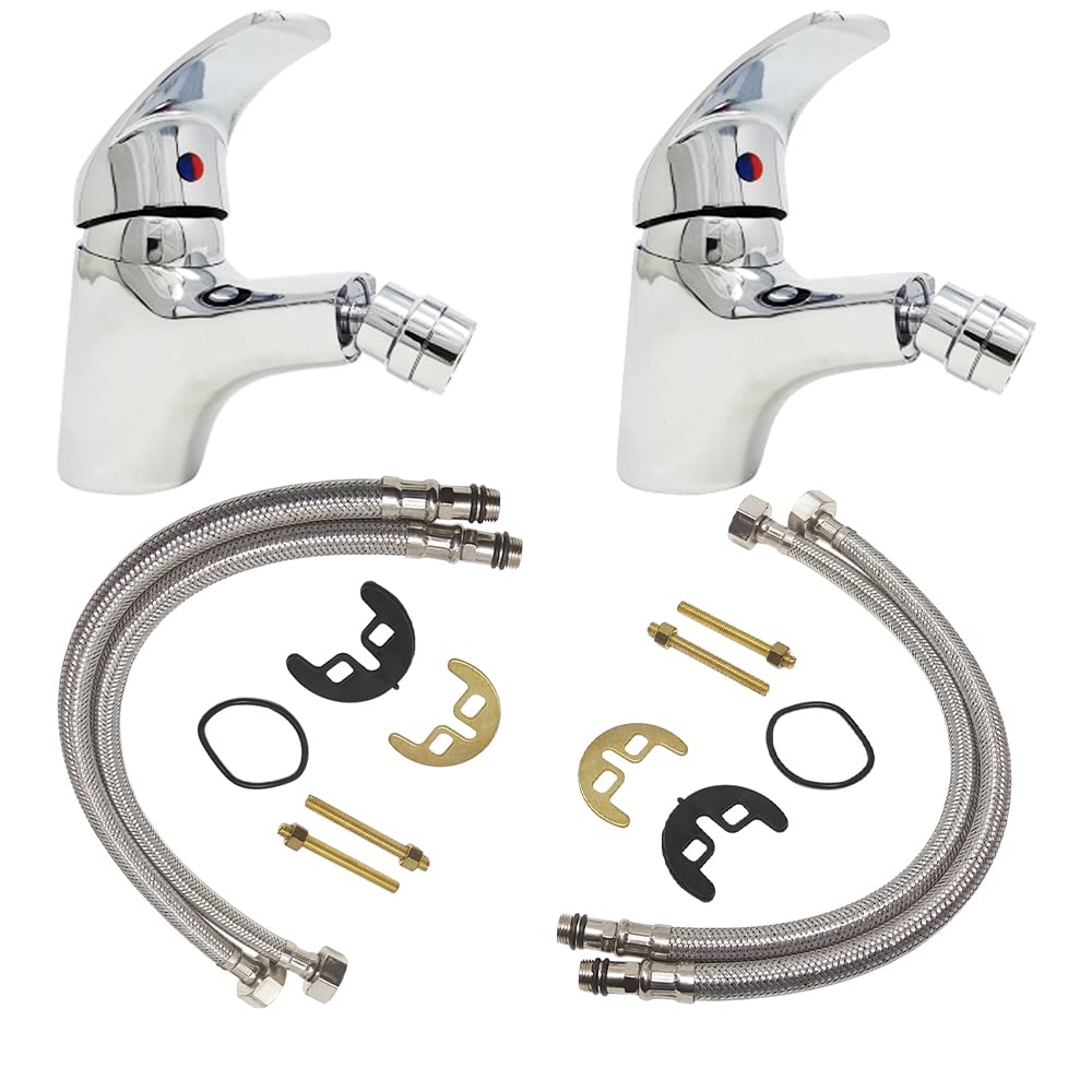 Kit Rubinetti per Bagno Bidet Coppia Miscelatori in Ottone Cromato
