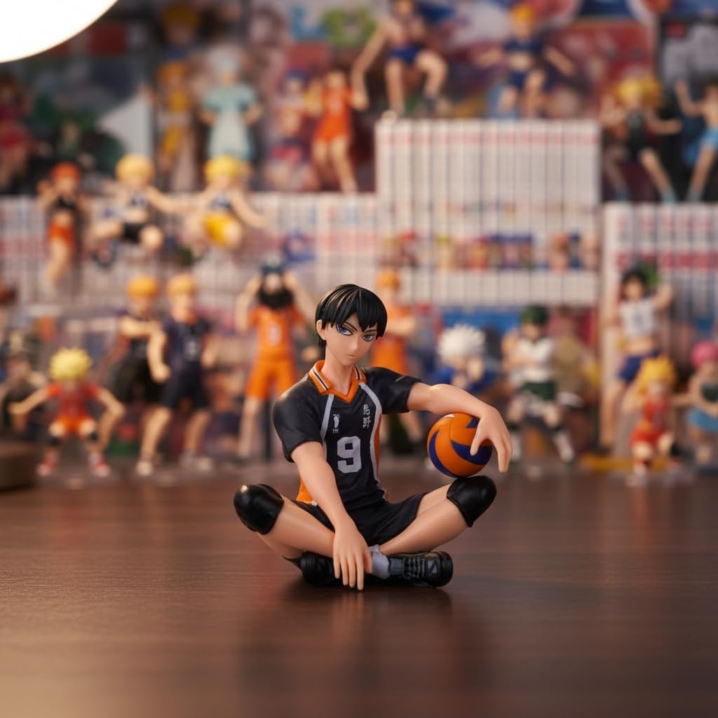 Jiumaocleu Haikyuu Tobio Kageyama Figura Figura Modelo de estatua, pose de tomar la pelota sentada, figura de acción de anime, decoración de escritorio coleccionable para fans