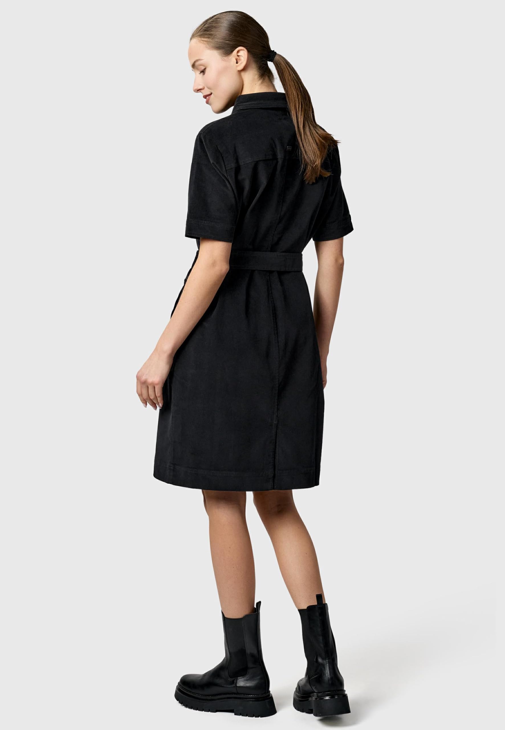 Ragwear Damen Blusenkleid kurzärmliges Kordkleid mit Hemdkragen Rozyna Cordy YOUMODO XS-XXL