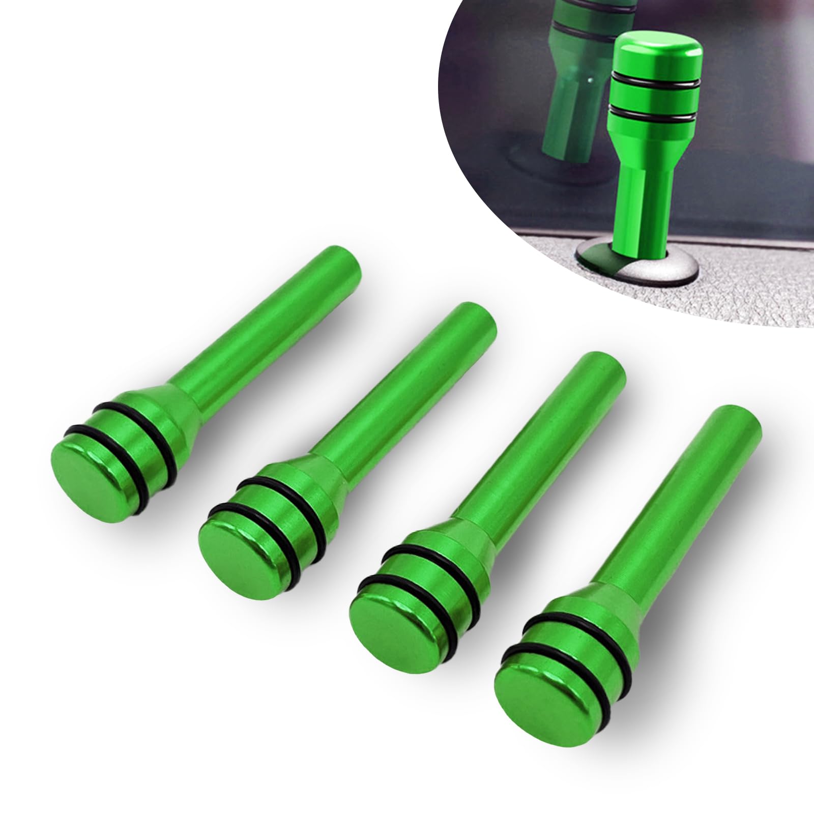 ZKFAR 4 PCS Car Modification Door Lock Buttons, 1.9 x 0.4In Waterproof Durable Metal Vehicle Door Lock Knob Pull Pin Covers, Universal Automotive Safety Door Lock Handle Accessories(Green)