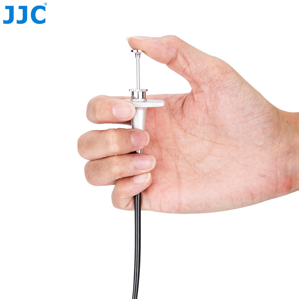 JJC 40 cm, srebrny, mechaniczny kabel zwalniający migawkę z blokadą żarówki, do Fujifilm Sony Leica Olympus Panasonic i aparatów z przyciskiem zwalniania otworu na śrubę