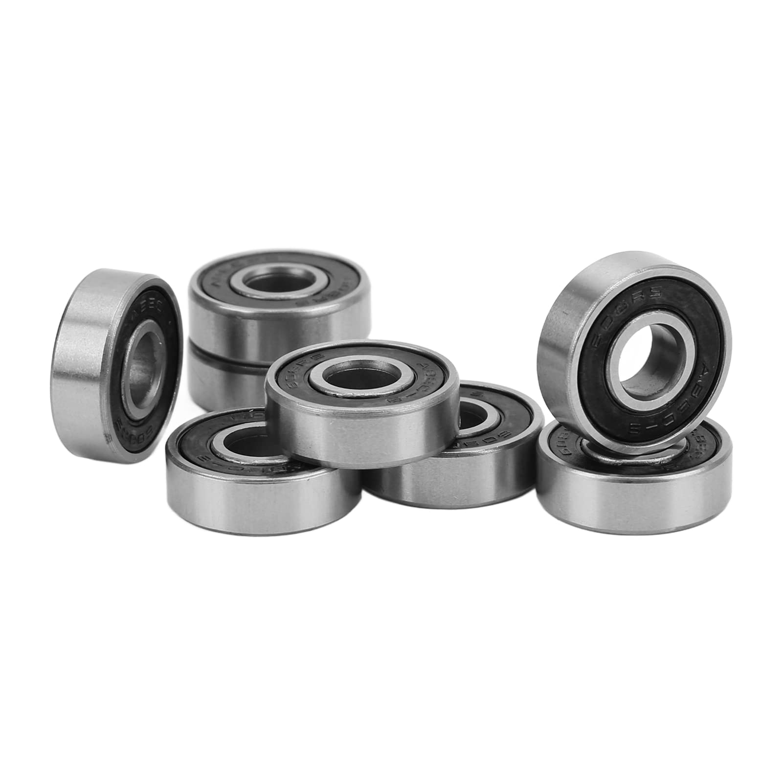 ABEC 9 Bearings 608RS Ball BearingSkateboard Bearings, Stable PerABEC 9 Bearingformance 608RS High Hardness Carbon Steel Ball Bearing for Dance BoardsBearings (Black