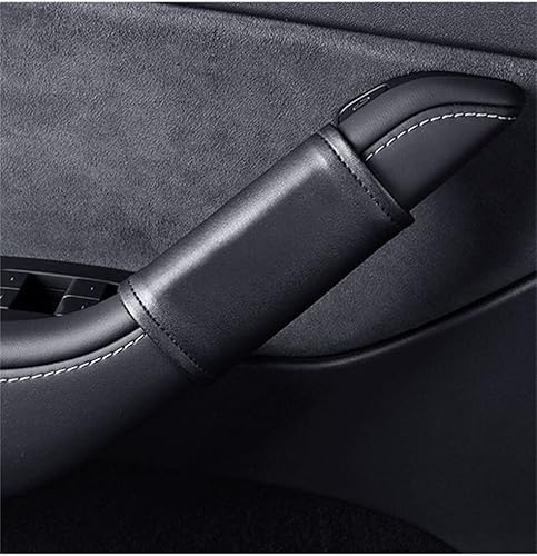 Miniatura 8 de 4 fundas protectoras para manija de puerta interior de automóvil para el modelo 3 Y 2021-2023, cubierta protectora antiarañazos, de piel sintética,