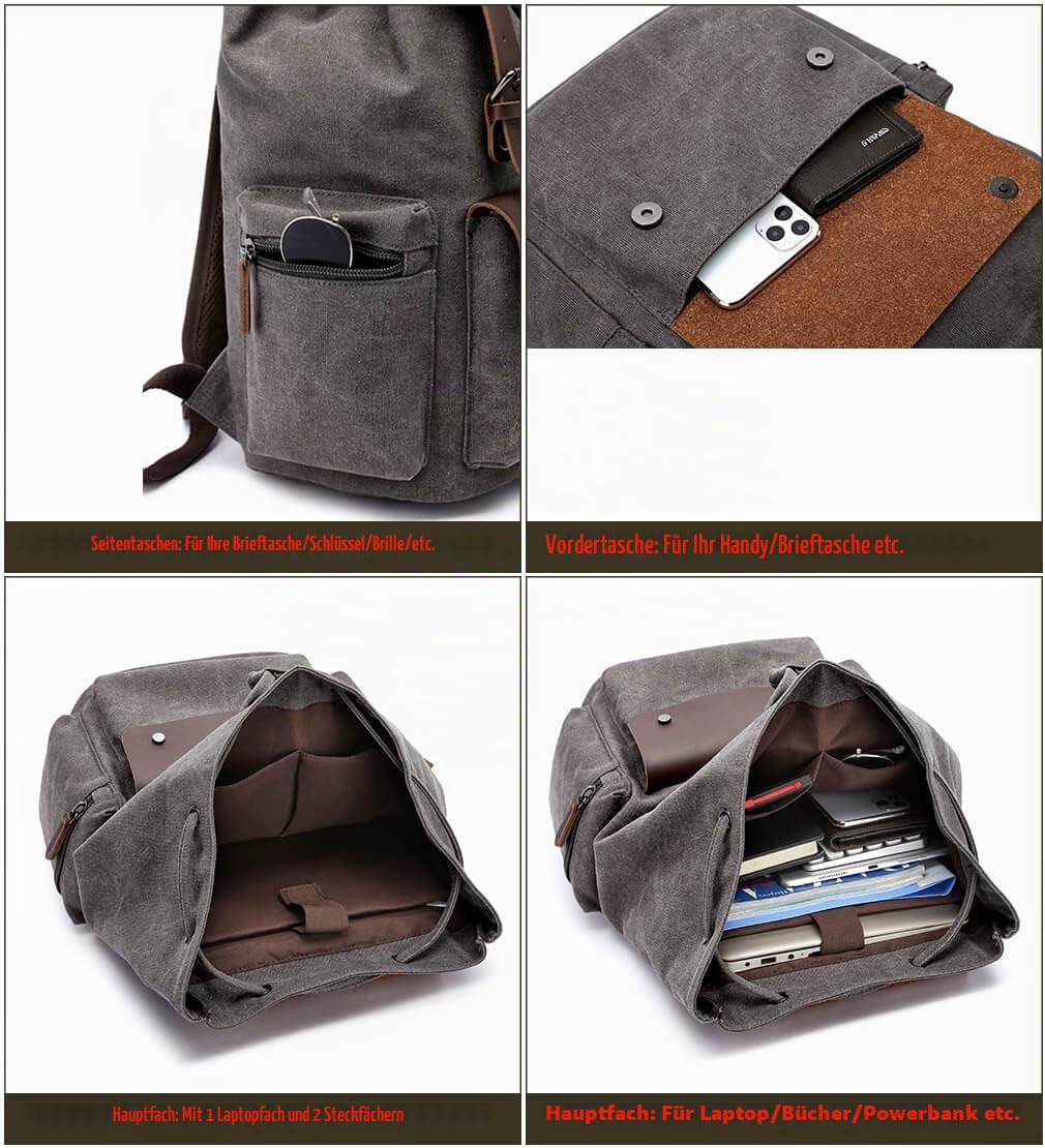Vintage-Rucksack aus Segeltuch, lässiger Tagesrucksack, Reiserucksack für Damen und Herren, Laptop-Rucksack, College, Schultasche, Outdoor, Wandern, Camping