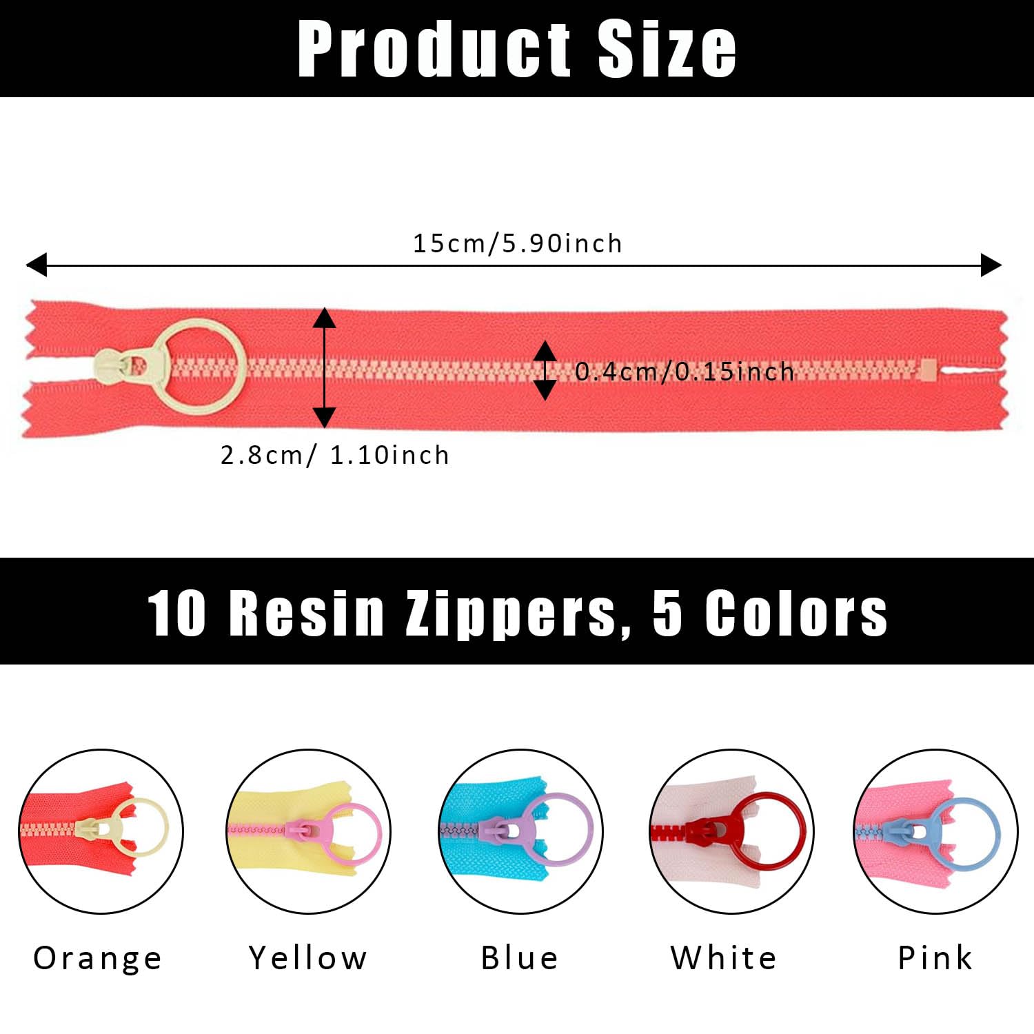 Zip Robusta A Due Vie # Estremà Aperta Con Cerniera Per Denti In Plastica Con 5 Cursori - Foto 10