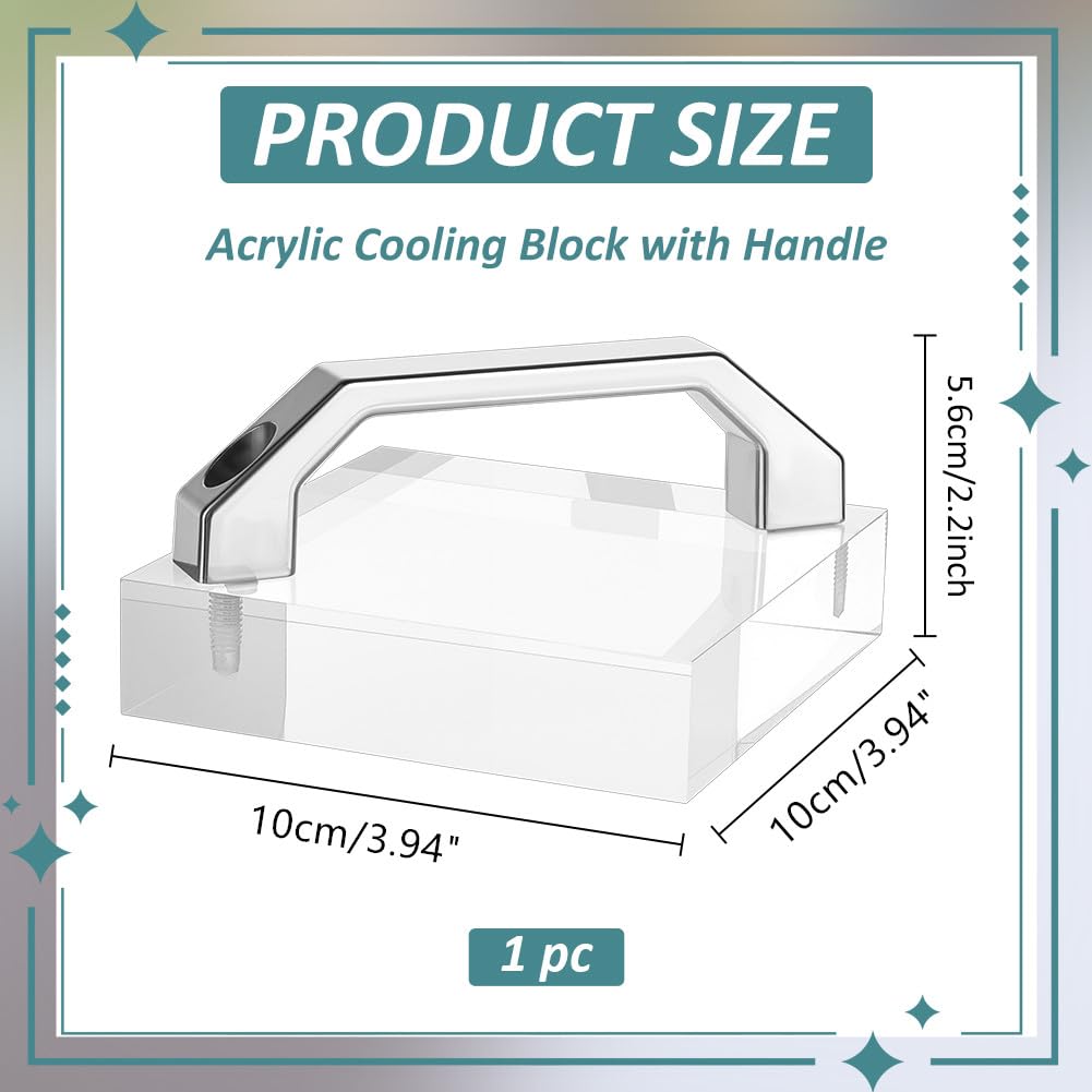 BENECREAT Blocco di Raffreddamento Acrilico per Vinile con Maniglia, Accessori per Pressa A Caldo per Carta Termoadesiva In Vinile per Magliette, 10x10x5.6cm