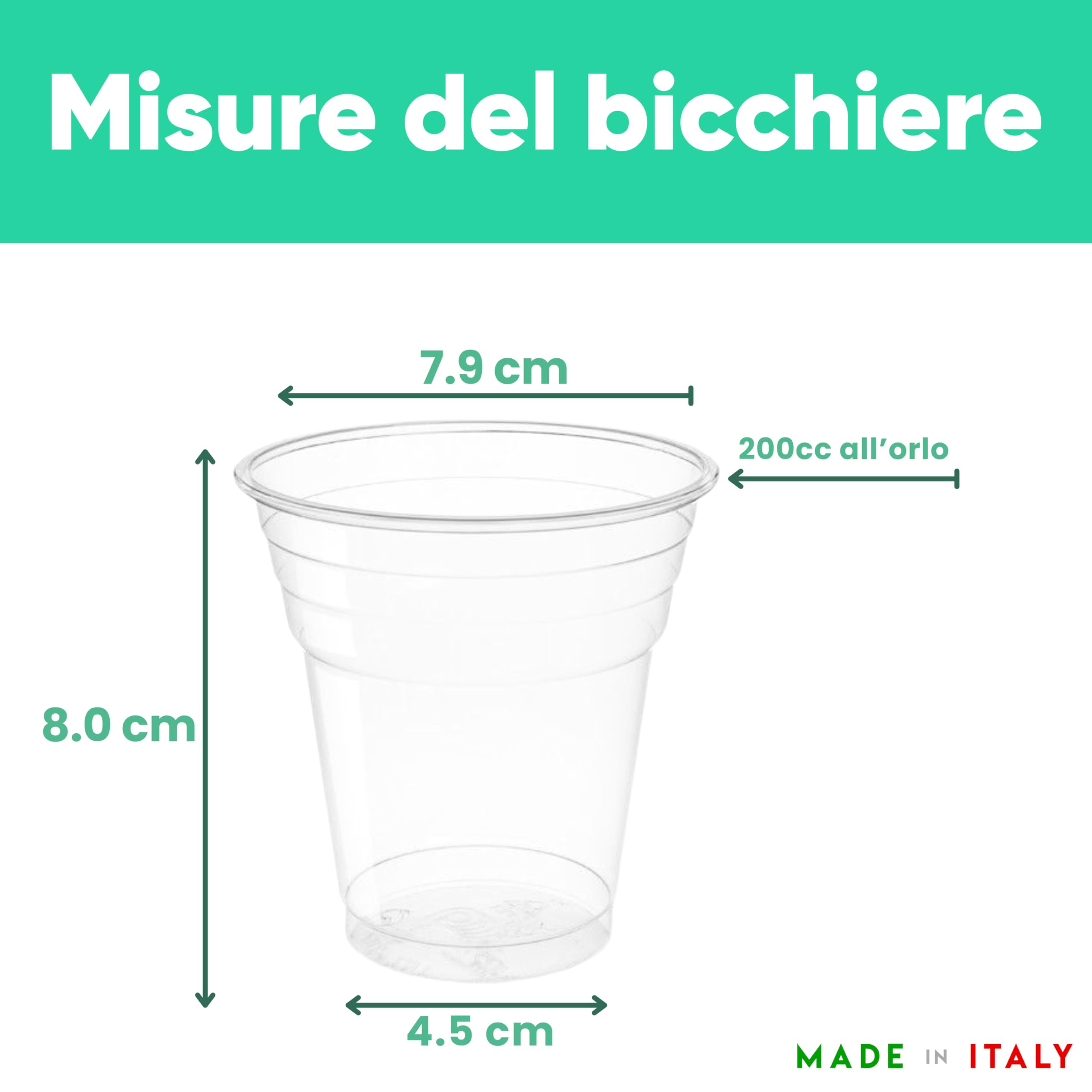 1000 Bicchieri Trasparenti Kristal da 200ml - Rigidi, Presa Sicura, Bordo Liscio Antischiuma - Per Acqua, Birra, Cocktail e Bibite Fredde o Tiepide