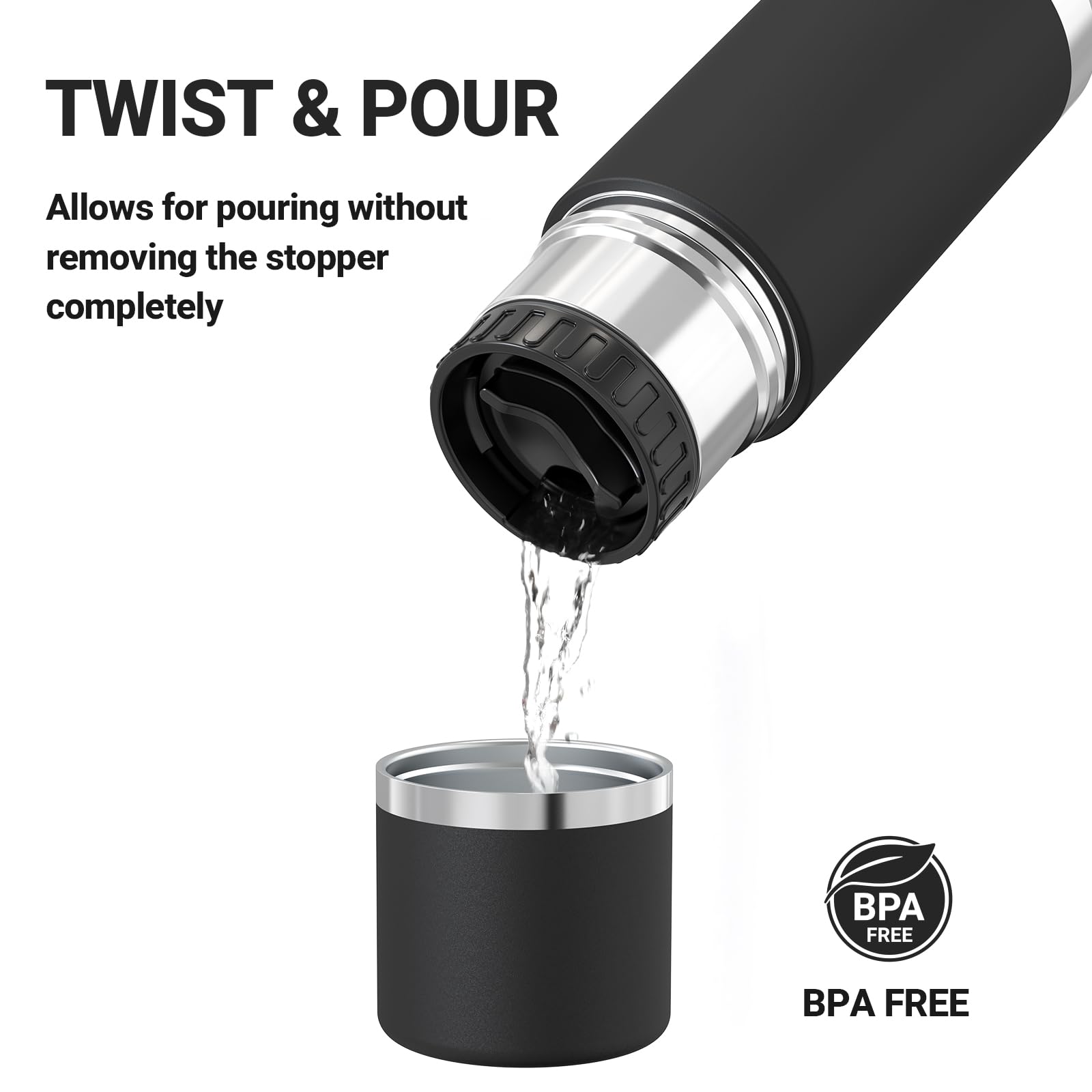 Super Sparrow Borraccia Termica -500ml/750ml/1000ml - Bottiglia Termica in Acciaio Inox - Borracce Senza BPA - Mantiene Calde 12 Ore o Fredde per 24 Ore - A Prova di Perdite Tappo Funge Anche da Tazza