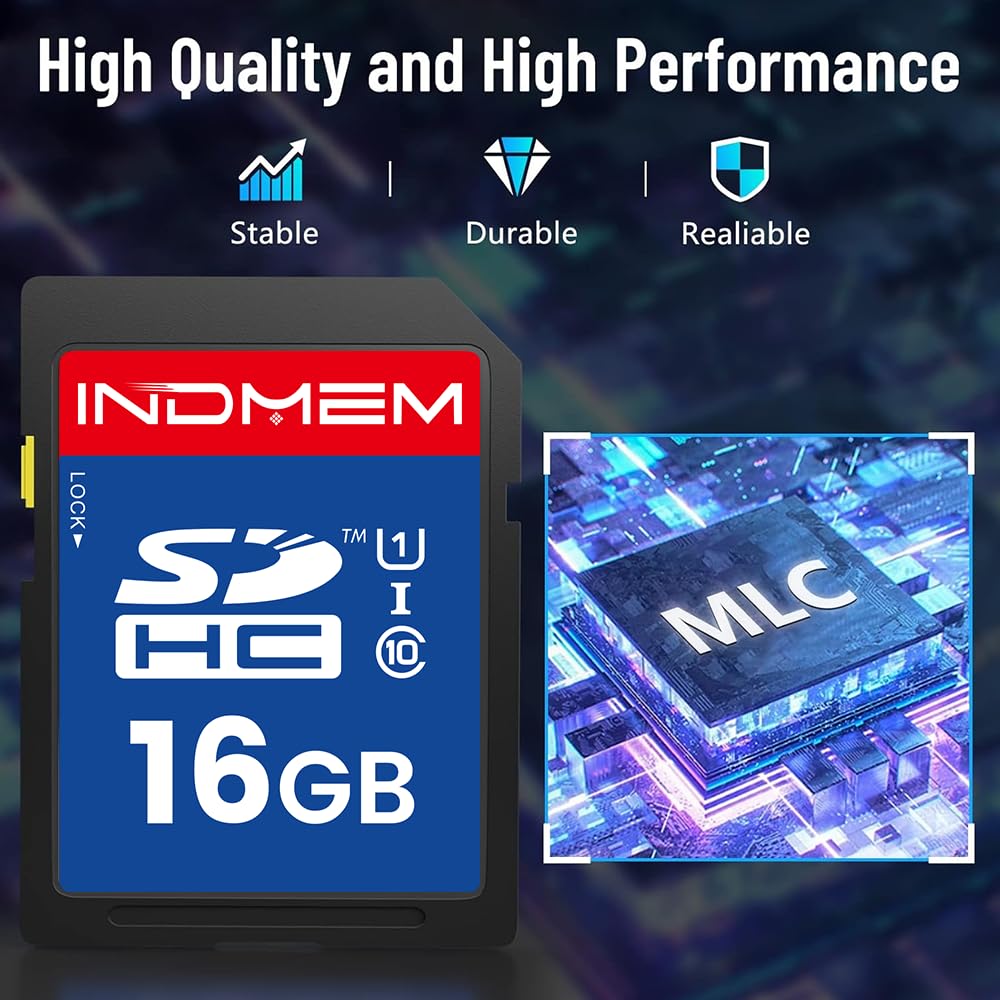 SD Card 16GB, UHS-I SDHC U1 Class 10 High Speed Memory for Digital Camera, Computer, Trail Camera 5 Packs