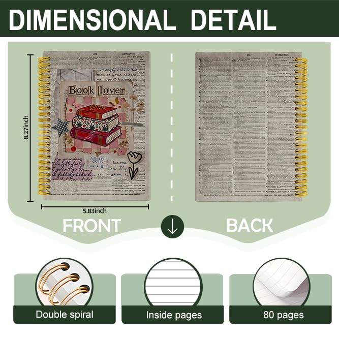Vintage Dictionary Book Lover Spiral Notebook Journal 5.5x8.3 image 3
