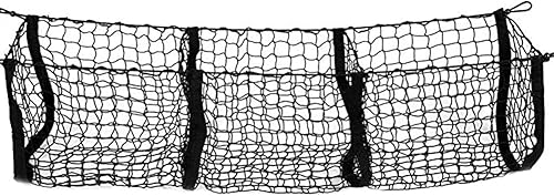 Organizador de carga para maletero de automóvil, con tres bolsillos, bolsa de red, duradera, expandible, malla negra para camionetas, S, camiones,