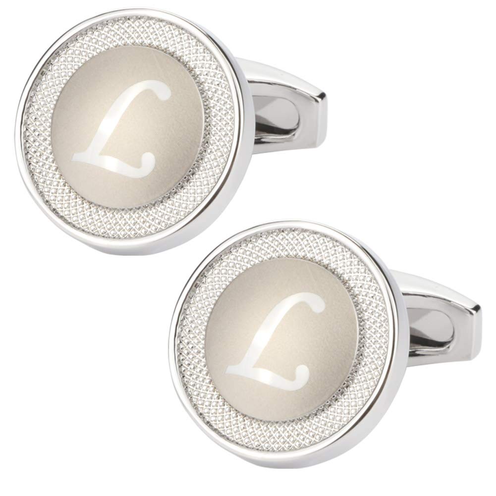 GWDCufflinks for Men Shirt Premium Quality Personalized Initials Alphabet A-Z Gift Box