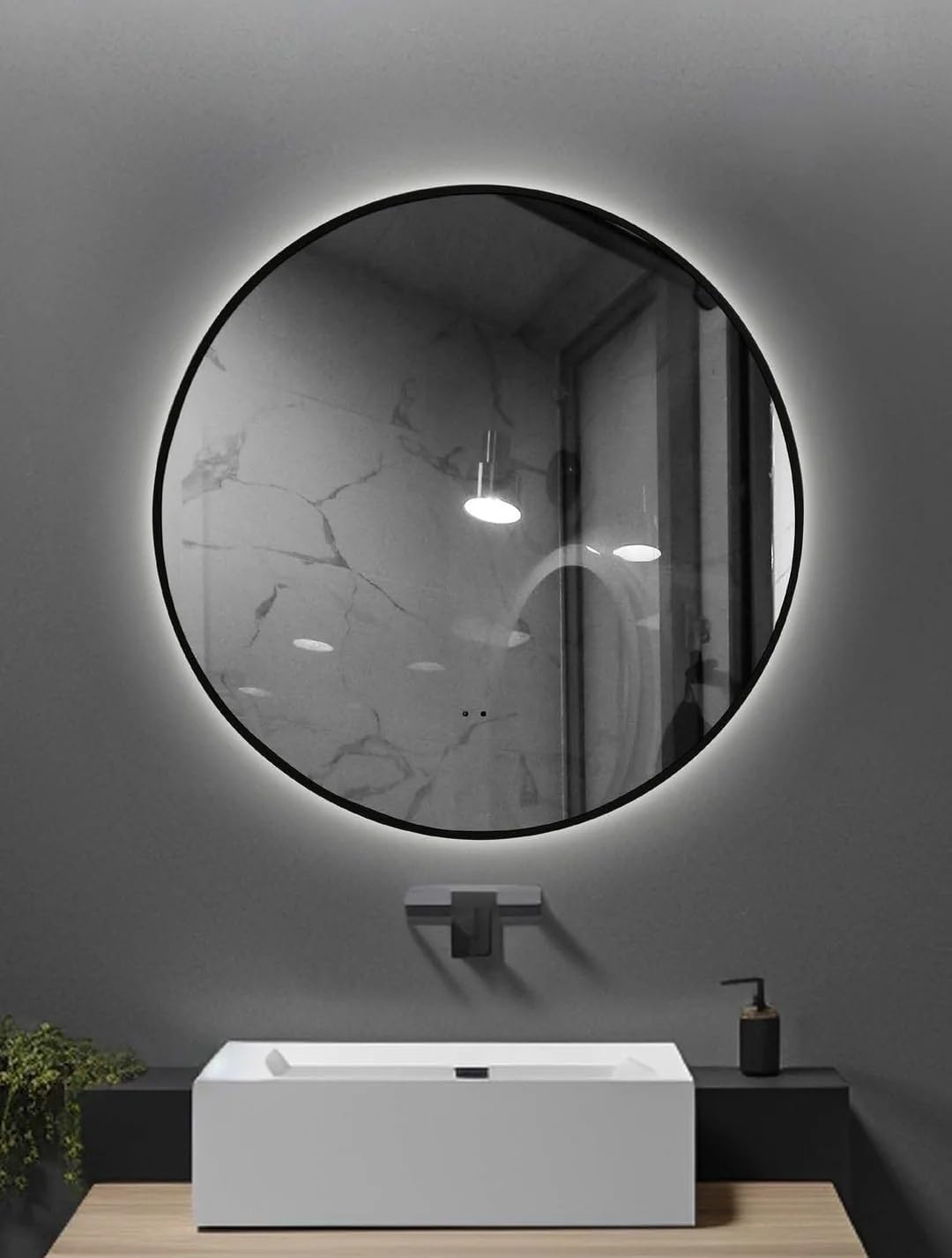 Auvabath 75 cm Round LED Mirror – IP65 Waterproof, Copper-Free Glass, Aluminum Frame, Modern Bathroom & Vanity Mirror, Made in Canada