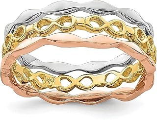 Conjunto de 3 anéis empilháveis de ouro rosa amarelo 14k joias finas para mulheres presentes para ela, Ouro rosa