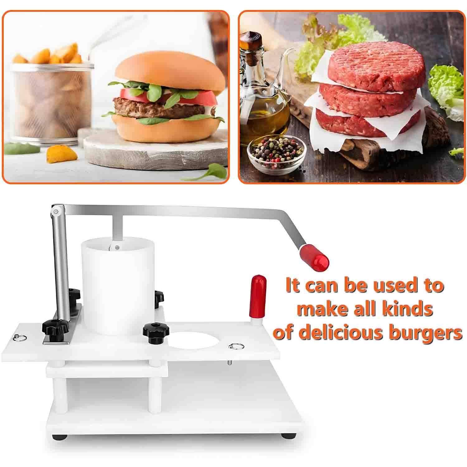 Macchina per la formatura di hamburger, pressa manuale per hamburger, PE alimentare, acciaio inossidabile, tramoggia da 1,5 kg, ideale per ristoranti e hamburger