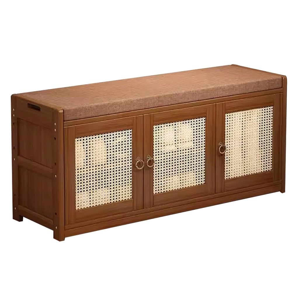 Banc à chaussures en bois massif noble au design intemporel de 33 cm de profondeur