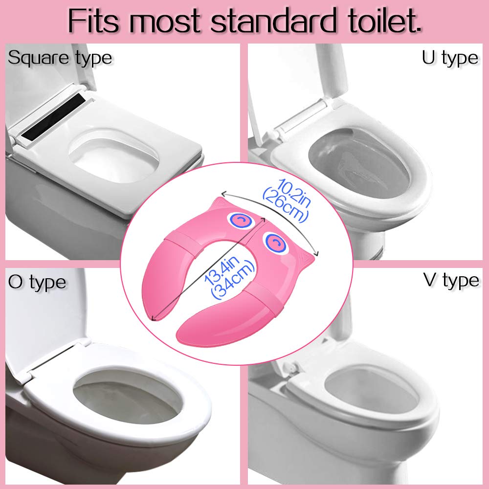Fodable Potty Seat Toilet Seat Cover for Travel Non-Slip, No Gap for Toddlers Boys Girls Kids Fits Most Toilets
