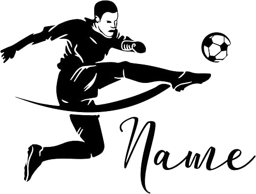 Miniatura 3 de Decoración de pared de fútbol con jugador pateando una pelota calcomanía de vinilo personalizada para jugador de fútbol decoración de fútbol de