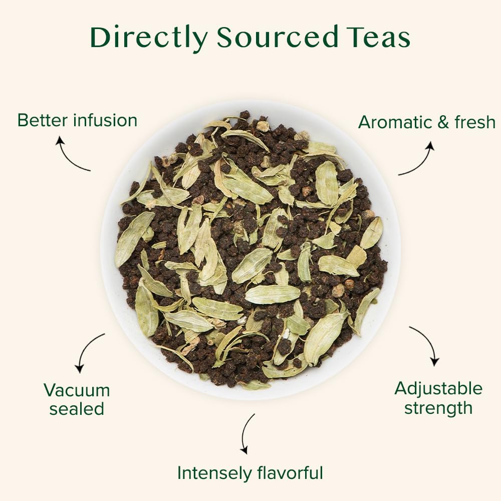 VAHDAM, Cardamom Chai Tea Loose Leaf (50 Cups,3.53 oz) India's Traditional Cardamom Tea | Spiced Chai Tea | Brew Hot, Iced Or Chai Latte/Masala Chai | Whole Loose-Leaf, Vacuum Sealed - Image 3
