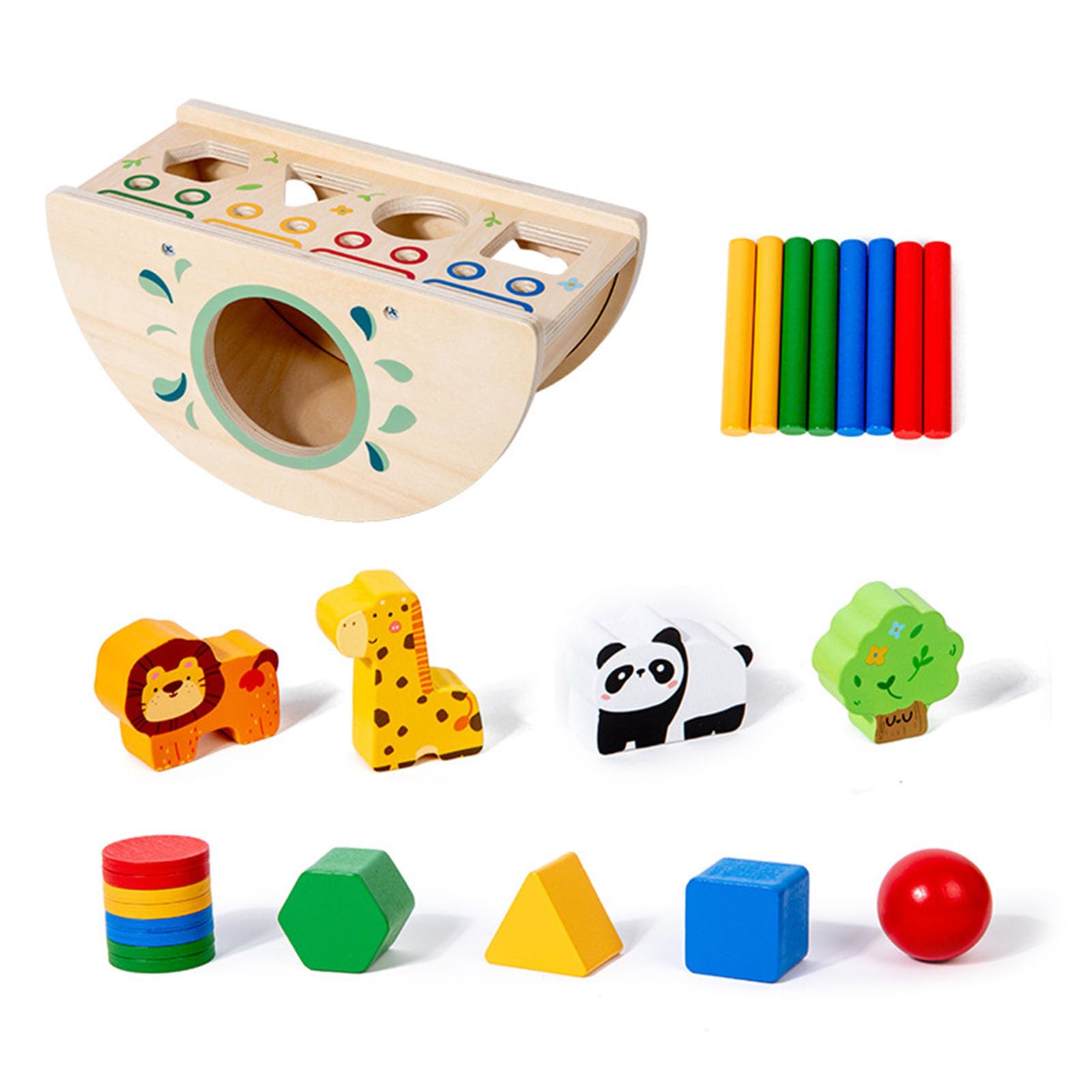 Cubo de Actividades de Madera Multifuncional Montessori, Clasificador de Formas y Juguete de Monedas