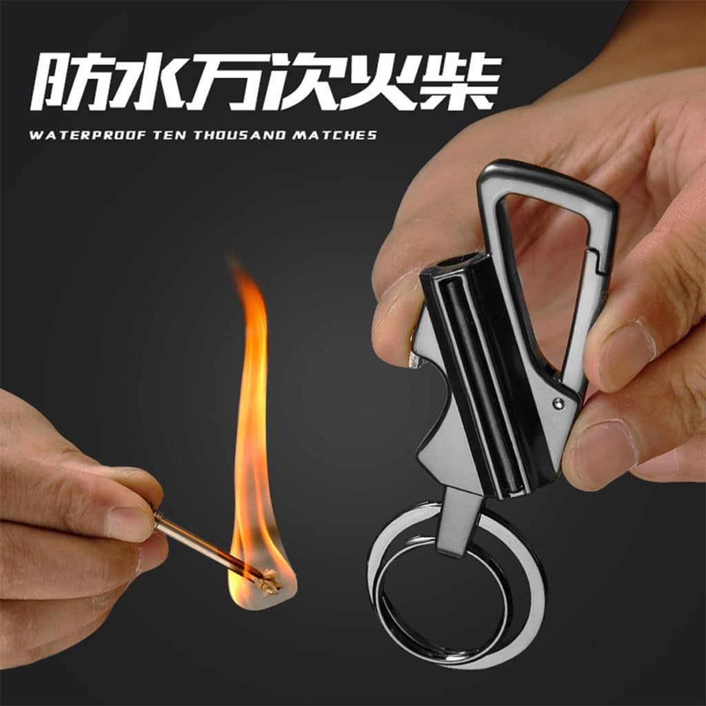 2-Pack of Waterproof Match Lighters That Never Go Out, Multi-Functional Keychain Bottle Opener, Reusable, Camping Essentials with Unlimited Matches(3pc)