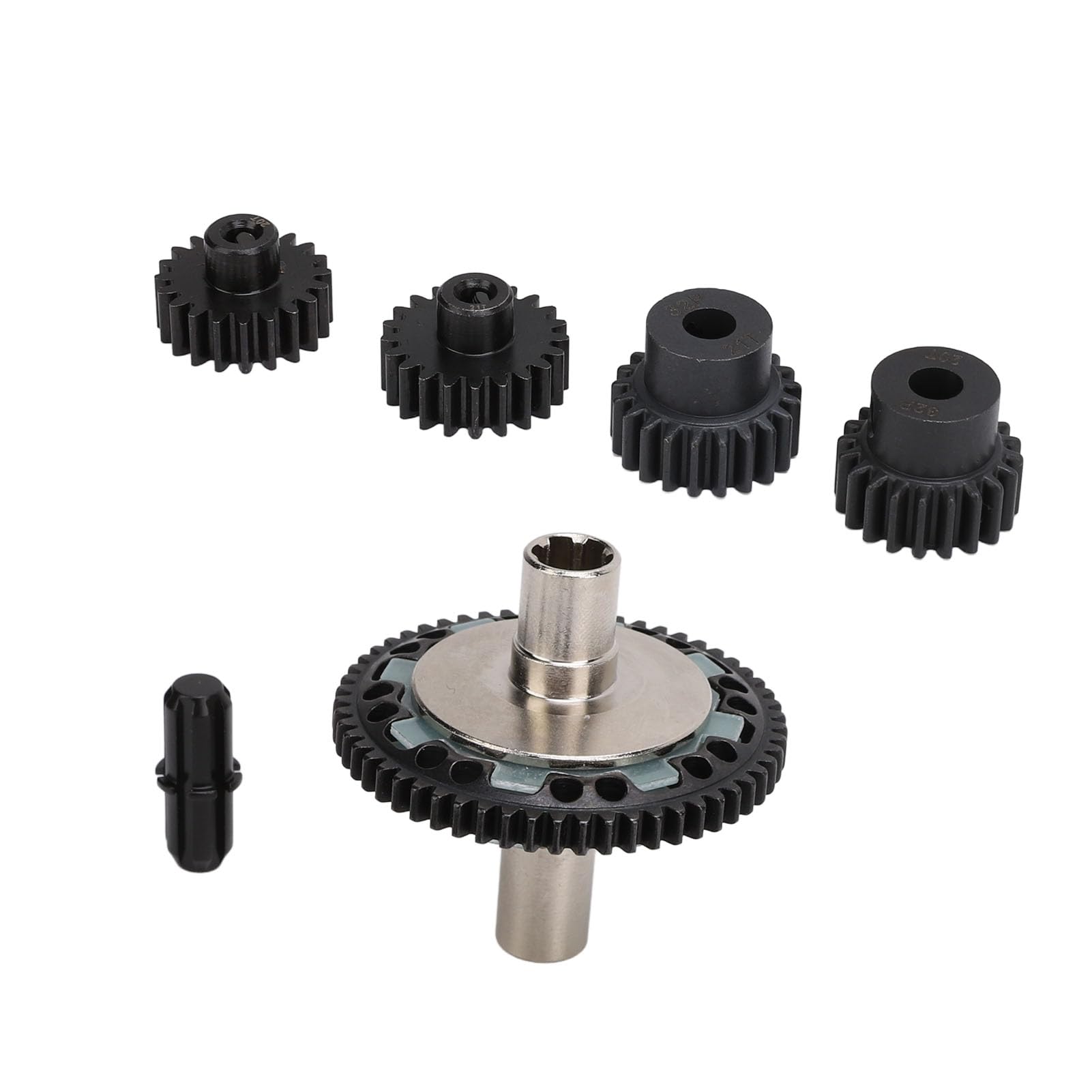 Juego de engranajes tipo zapatilla 57T ​​0.8mod, acero endurecido 20T 21T, engranaje de Motor teledirigido, eje de salida 1/10 1/8 4S RC Cars (Negra)
