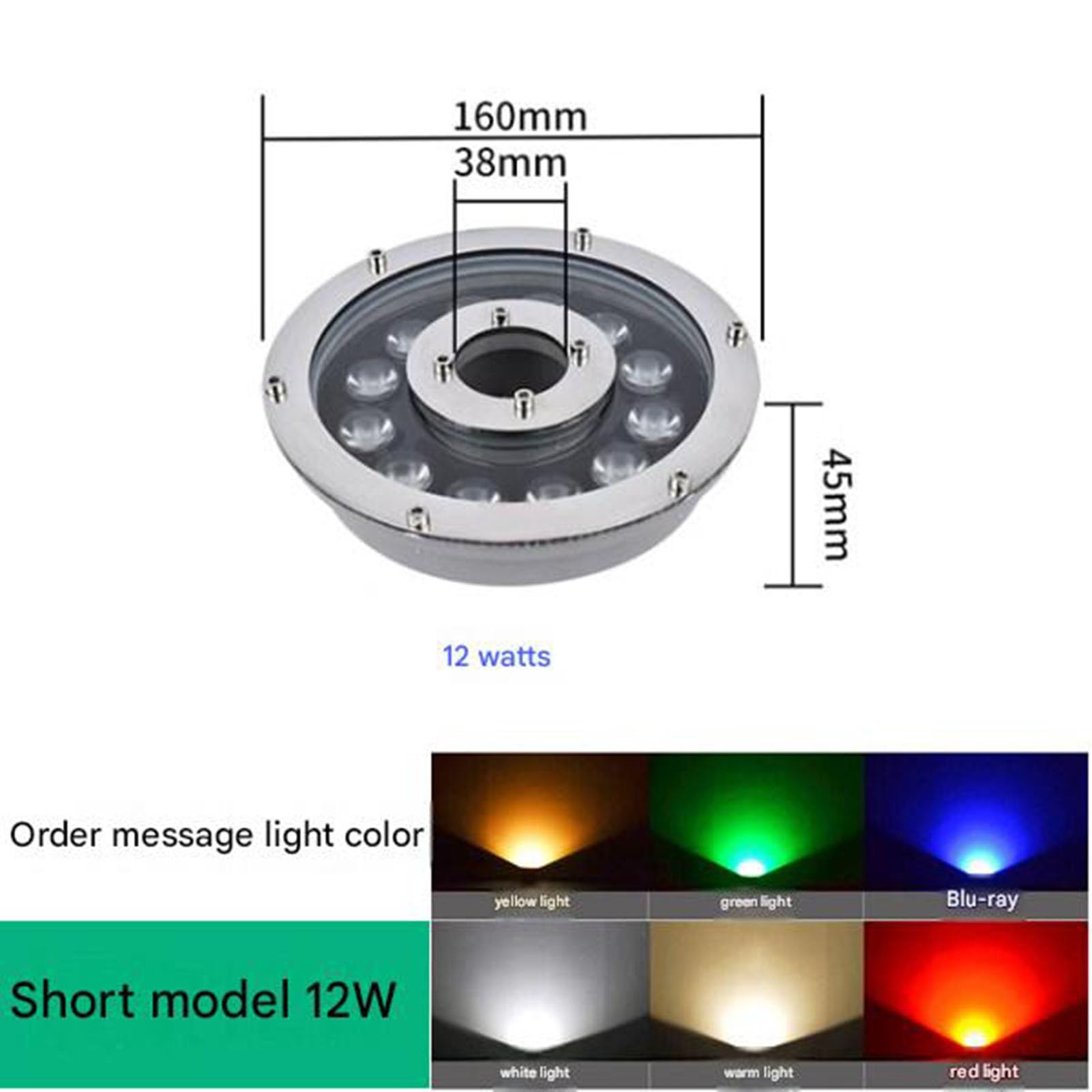 Anello Luminoso A LED per Fontana - Lampada Sommergibile Sottile per Piscina, 12V/24V IP68 Impermeabile, Illuminazione per Laghetto con Foro Centrale, Faretto LED Subacqueo(White,12w (24V))
