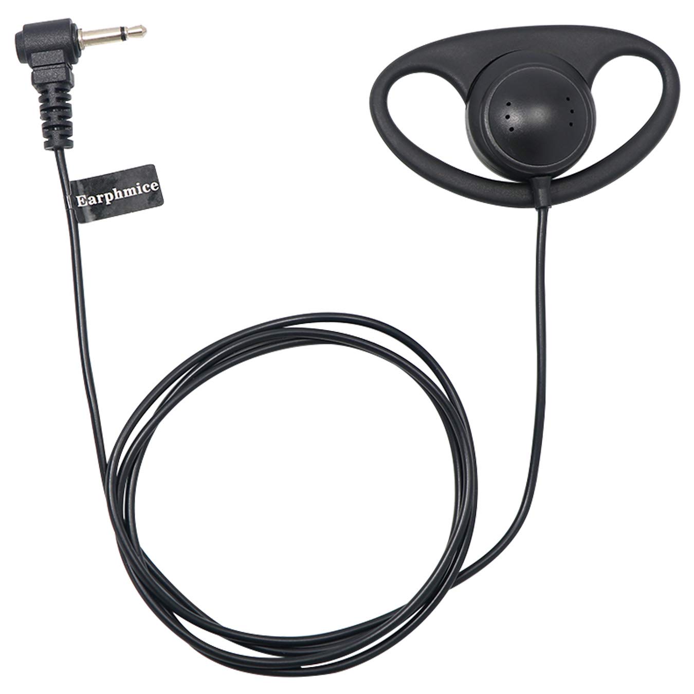 Auricolare solo ascolto da 3,5 mm, in gomma morbida, a forma di D, 1 pin, per radio bidirezionali, microfoni (confezione da 2)