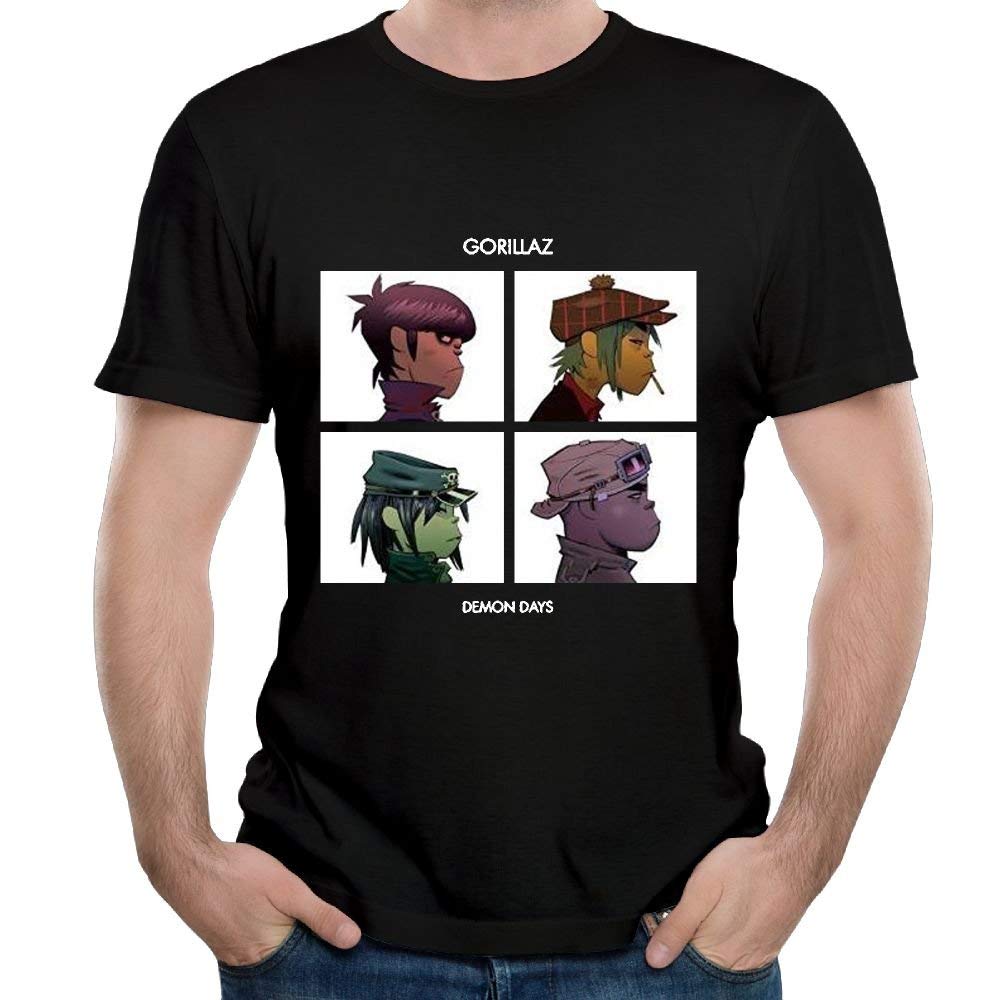 Men's Black Short Sleeve Generic Cotton Gorillaz Demon Day Cool Walk T-Shirt