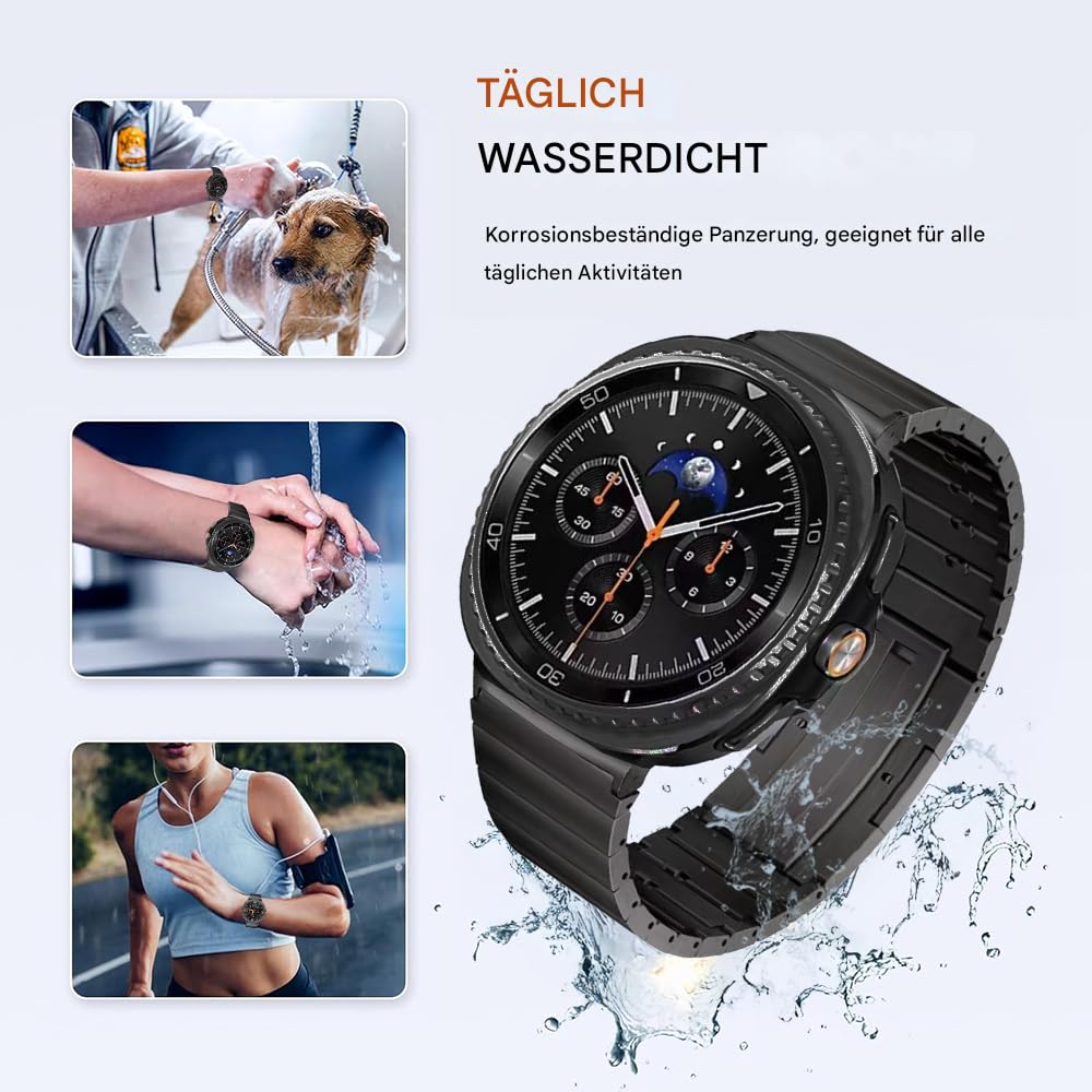 Titan-Metallarmbänder ohne Werkzeug, kompatibel mit Samsung Galaxy Watch 9 8 40mm 44mm/8 Classic 46mm (2025), Leichtes, Hautfreundliches Titanarmband für Galaxy Watch 9 8 für Herren